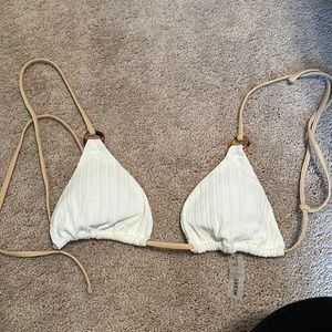 white ribbed bikini, tie back, never worn, great condition!